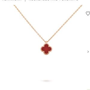 Van Cleef & Arpels Sweet Alhambra Pendant Necklace in Rose Gold Carnelian